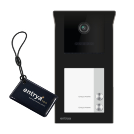 set met 2 monitoren. Entrya Facila Vision KDB1S7W kit video intercom. Met 2 binnenposten, zodat u naast de binnenpost ook via uw smartphone kan kijken en de poort openen.