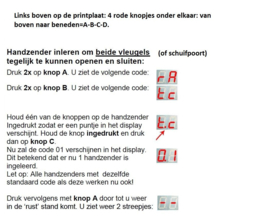 Proteco TX123 handzender, micro tx1/2/3=vervangen door de kijzer 2130