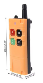 Set Universele 433Mhz zender Industriële DC 12V 24V 36V 4kanaals RF Draadloze Afstandsbediening Tot 2Km.  Art Nr 2000uni.