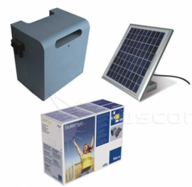 SYKCE-kit voor zonne-energie bestaat uit: •	SYP zonnepaneel Fotovoltaïsch zonnepaneel voor 24 V-voeding. •	Batterijdoos PSY24 24 V-batterijdoos met besturingscircuit en draaggrepen. Bewaart de elektrische energie die geproduceerd is d