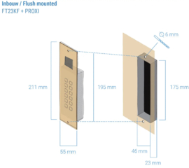 Fasttel FTBM23KF-PROXI | Toegangsklavier Brons mat stand alone 2 relais+wiegand+Proxi inbouw 55x211x25mm  (HO)