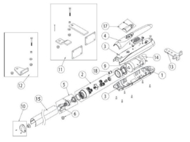 Ditec  2x eindkap Voor de Luxo 5VBH (motor met borstels onder de spindel)   (pos 10 op tekening)