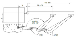 Roger kit R23/373 knikarm-opener, 230volt, tot 400 kg. poortgewicht, lange arm