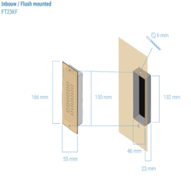 Fasttel FTB23KF | Toegangsklavier Zwart alu stand alone 2 relais+wiegand inbouw 55x166x25mm  (HO)