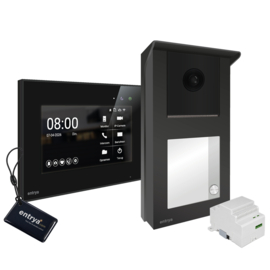 Entrya Facila Vision KDB1S7W kit video intercom. Met 1 binnenpost, zodat u naast de binnenpost ook via uw smartphone kan kijken en de poort openen Art nr. 105638