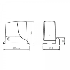 Nice Robus RB 1000, 24 volt schuifhek-opener tot 1000 kg., met mechanische eindschakelaar(veer)