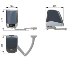 Ditec FACIL3H Elektromechanische aandrijving FACIL3H, 24v, blokkerend, vleugels tot 2,3m (HO)