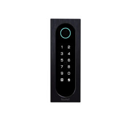 Fasttel FT26K-QR Codeklavier/Badgelezer/Bluetooth/NFC/QR lezer: 1 relais, Wiegand en Cloud. Zwart alu. 50x140x28mm  (HO)