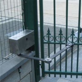 VEKTOR knikarm motor, buitendraaiende arm, linkse smalle opstelling RAL9011. Art nr. CUD116