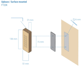 Fasttel FTBM23K | Toegangsklavier brons mat stand alone 2 relais +Wiegand opbouw 51x136x25mm  (HO)