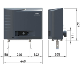 Ditec cross 18 zware industriele schuifpoort aandrijving, tot 1800kg. De beste motor voor zware schuifpoorten van HERAS en B en G.