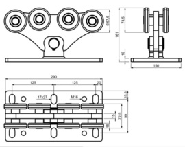CAIS SPEED M Achtwielstrolley medium grote voetplaat (HO)