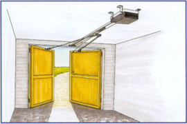 Nesto Duwstangen set voor naar buiten draaiende garagepoorten. Art nr. PB41