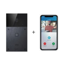 Fasttel  FT600VK | Videokit Plug & Play: Buitenpost 1 knop zowel in-als opbouw 216x116mm + Monitor 7" wifi + 4xApp licentie + PoE switch (HO)