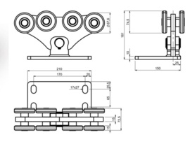 CAIS SPEED MEK Achtwielstrolley medium asymetrisch (HO)