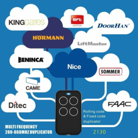 Kijzer-K-2130 Rood, kan ELK merk kopieren. U weet niet op welke frequentie uw poort werkt?  dan  is onze  Multi-frequency duplicate rolling code en fixed code zender de oplossing. Alles bedienen met dezelfde zender !bereik tot 100meter.Art. 2130 rood