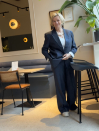 Aaiko, donkerblauw denim krijtstreeppak, pantalon