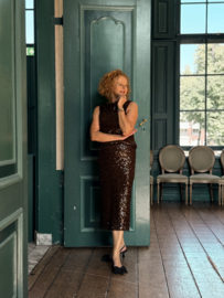 Penny Black, sequin skirt, chocolade bruin