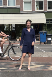 Caroline Biss, blauw mantel jurkje met lurex