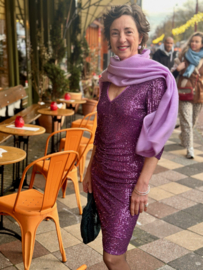 Ana alcazar, Paars pailletten jurkje