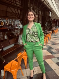 Comma, groen pak, pantalon