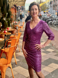 Ana alcazar, Paars pailletten jurkje