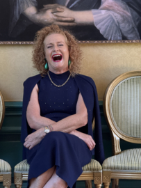 Penny Black, donkerblauw vestje met pailletten