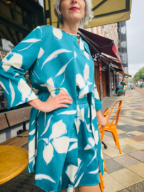 Penny black, chic jas, petrol print