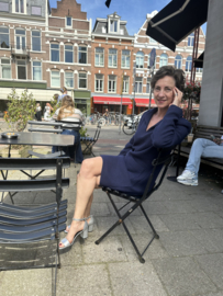 Caroline Biss, blauw mantel jurkje met lurex