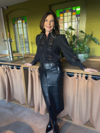 Aaiko, faux leather skirt