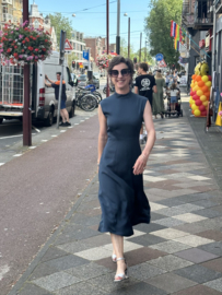 Comma, feestelijke petrolkleurige jurk