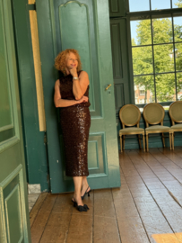 Penny Black, sequin top, chocolade bruin