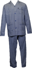 Gentlemen Heren Pyjama Doorknoop Katoen Blauw