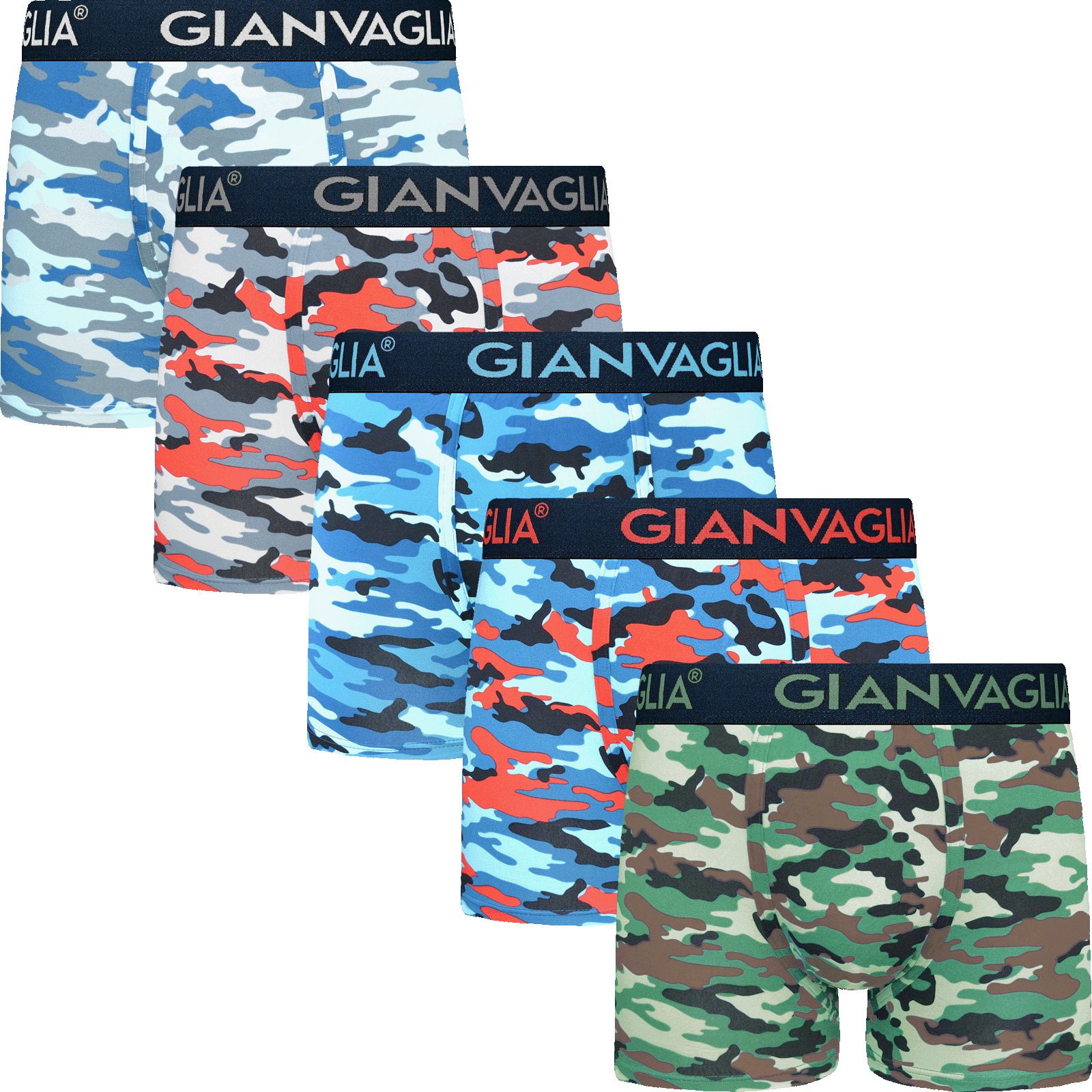 Gianvaglia Boxer Heren Legerprint 5-Pak