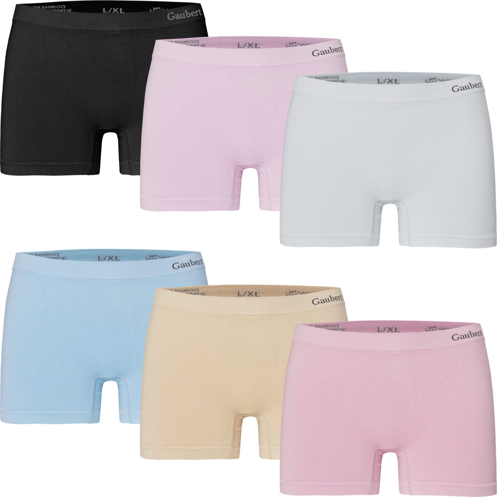 Gaubert® Naadloze Bamboe Boxershorts Dames 6-Pak