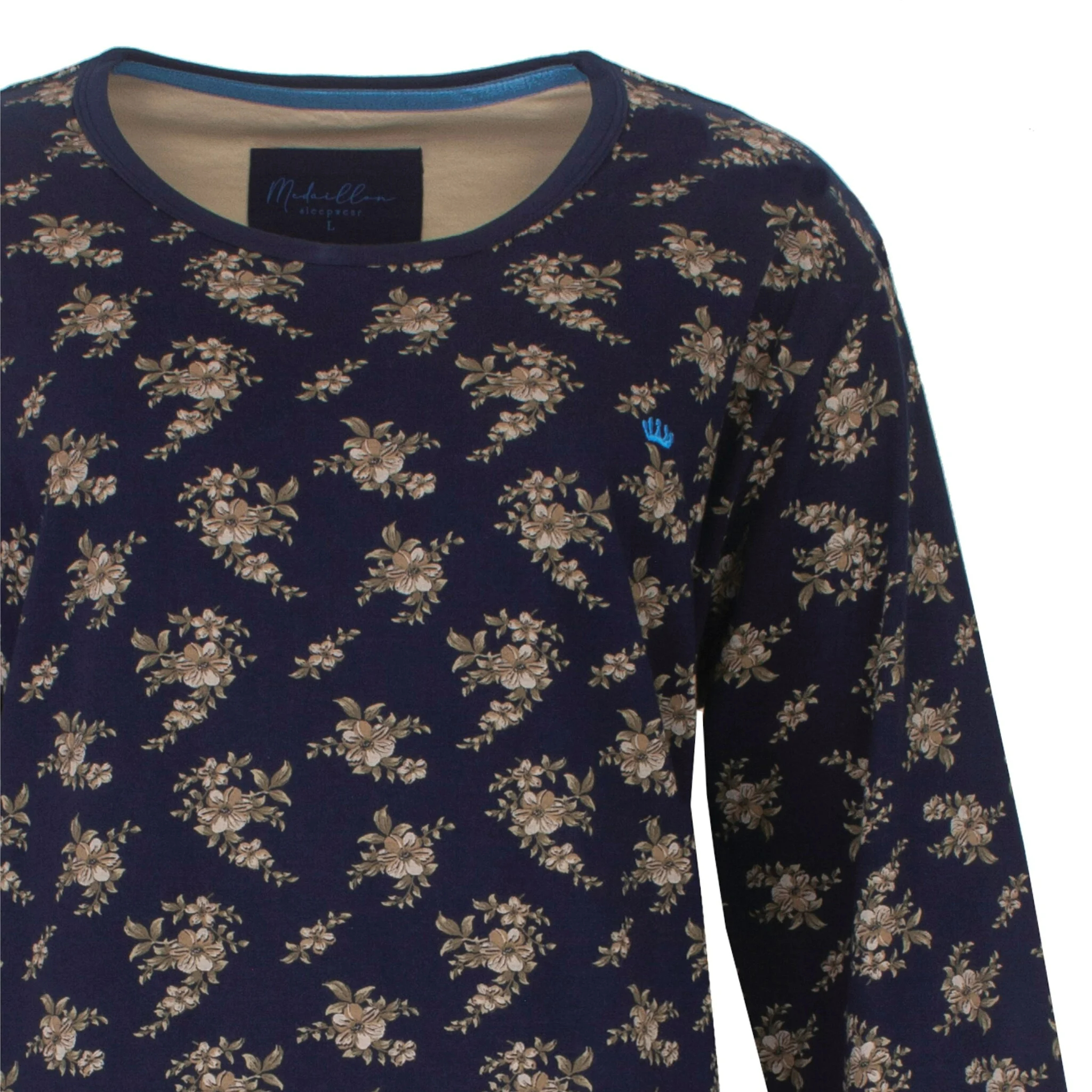Medaillon Nachthemd Lange Mouwen Dames Donkerblauw