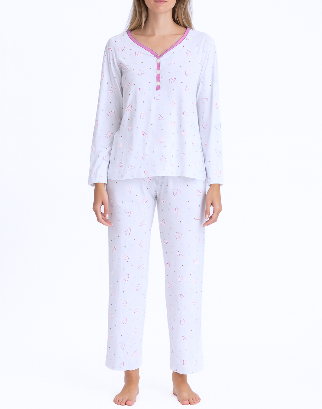 Fine Woman Pyjama Hearts Dames