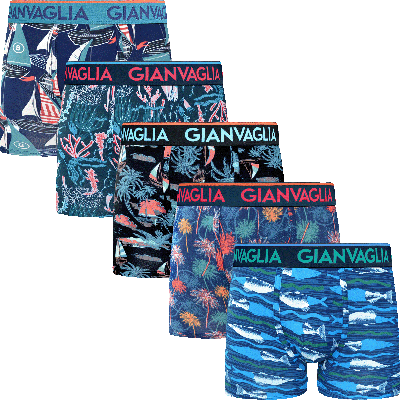 Gianvaglia Heren Boxershort Sealife 5-Pak