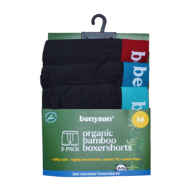 Benyson Bamboe Boxershort zwart 3-pak