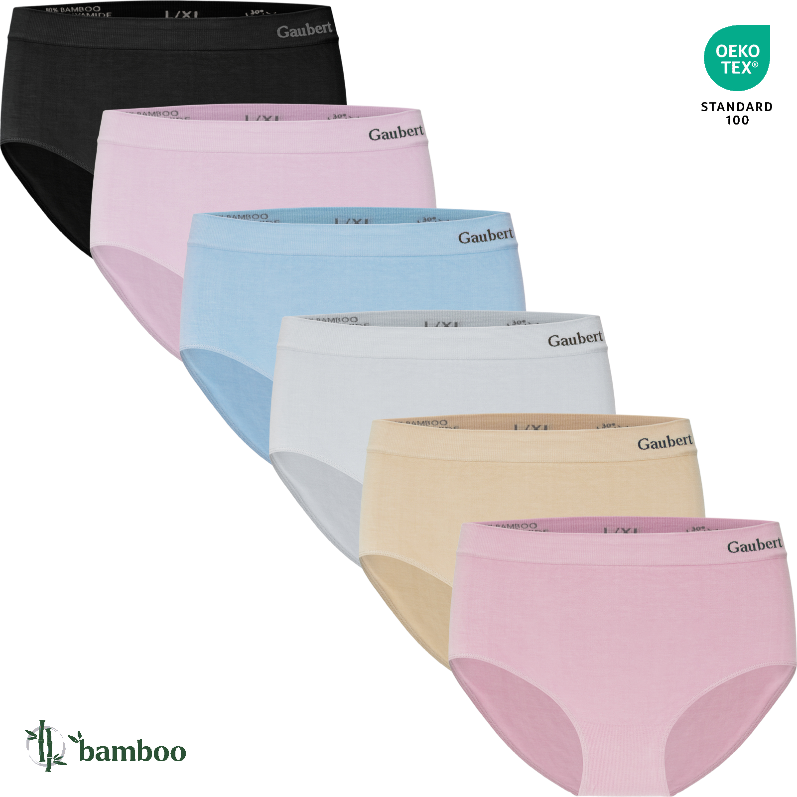 Gaubert® Naadloze Bamboe Midi Slips Dames 6-Pak
