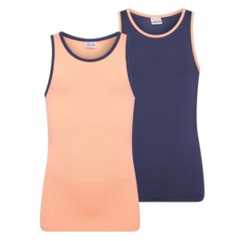 Beeren Meisjes Hemden Zalm/ Donkerblauw 2-Pack Mix & Match