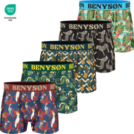 Benyson Viscose Boxer Heren Animal 5-pak