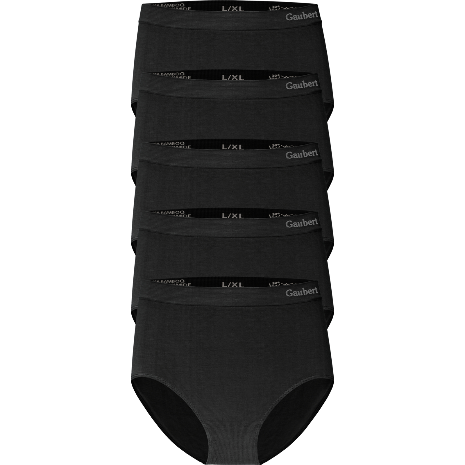 Gaubert® Naadloze Bamboe Hoge Taille Slips Zwart 6-Pak