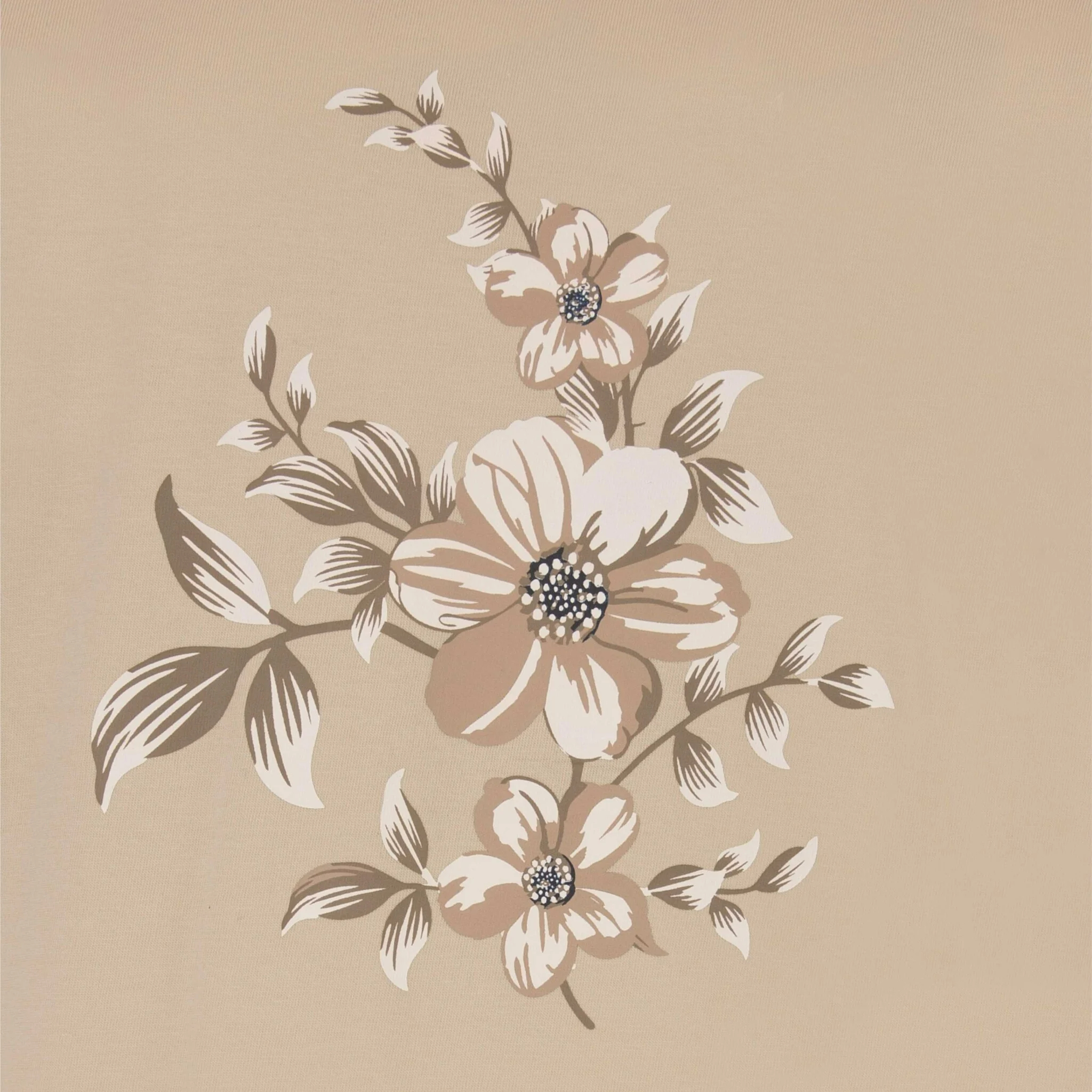 Medaillon Dames Nachthemd Lange Mouw Beige