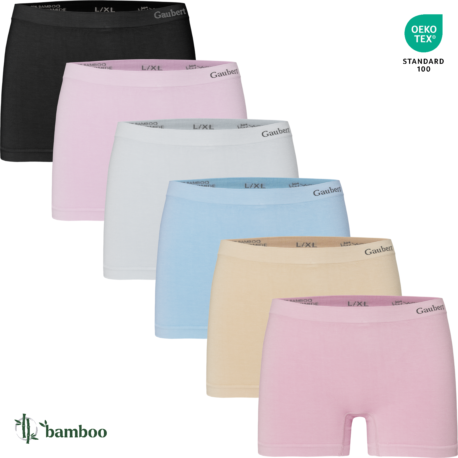 Gaubert® Naadloze Bamboe Boxershorts Dames 6-Pak