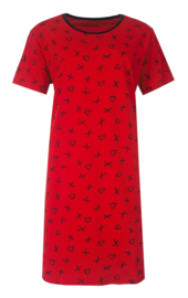 Temptation Bigshirt Dames Rood Korte Mouw