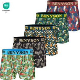 Benyson Viscose Boxer Heren Animal 5-pak