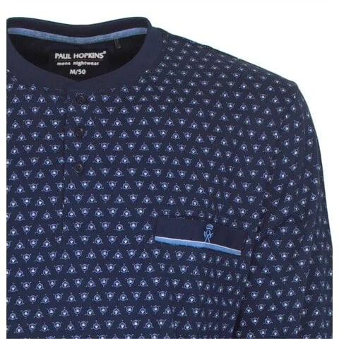 Paul Hopkins Nachthemd Heren Navy Lange Mouwen