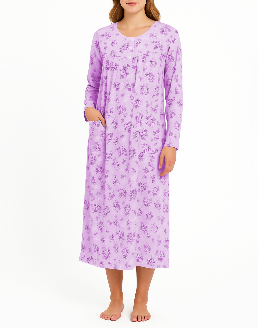 Fine Woman Extra Lang Nachthemd Lange Mouw  (120 cm)
