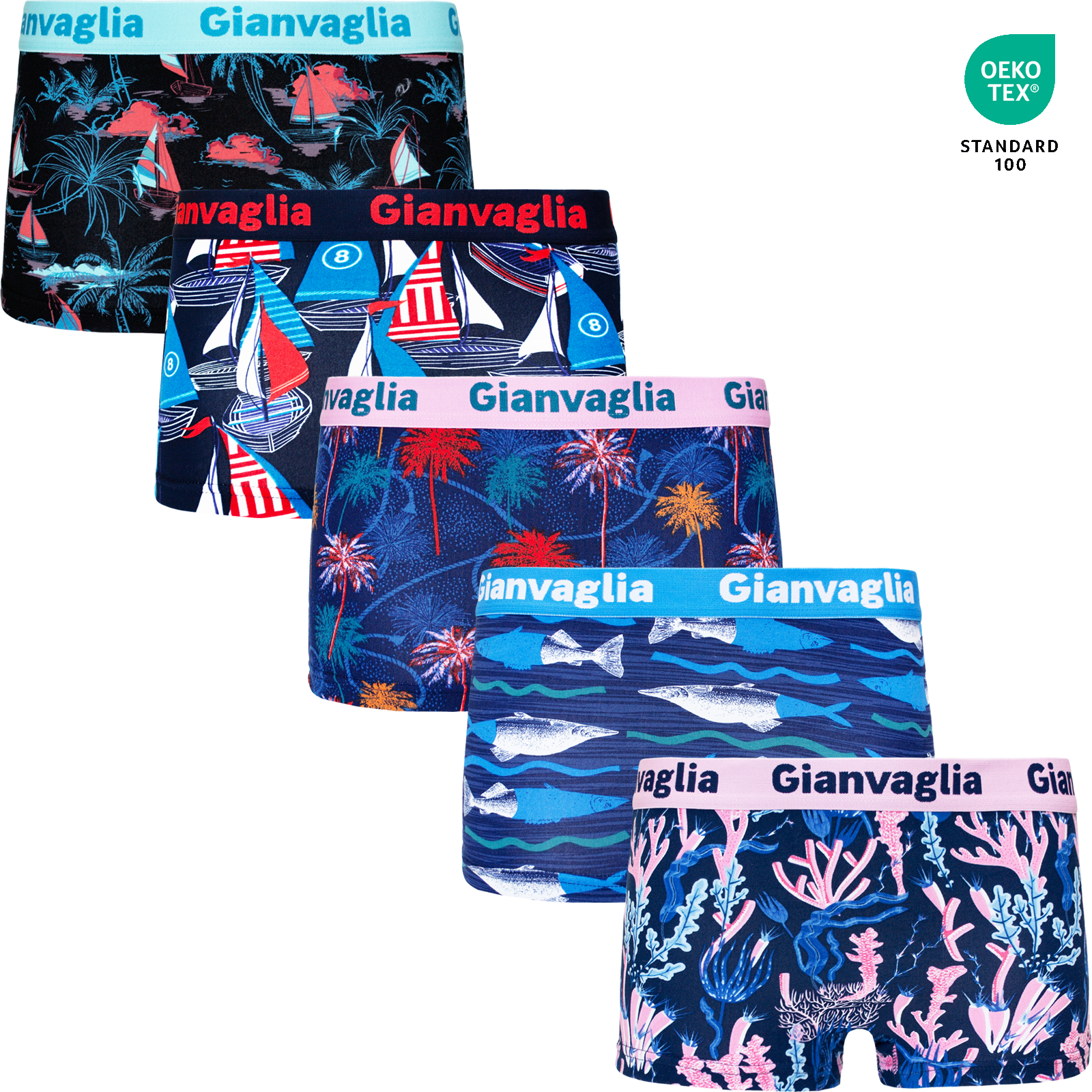 Gianvaglia Boxer Dames Sealife Katoen 5-Pak